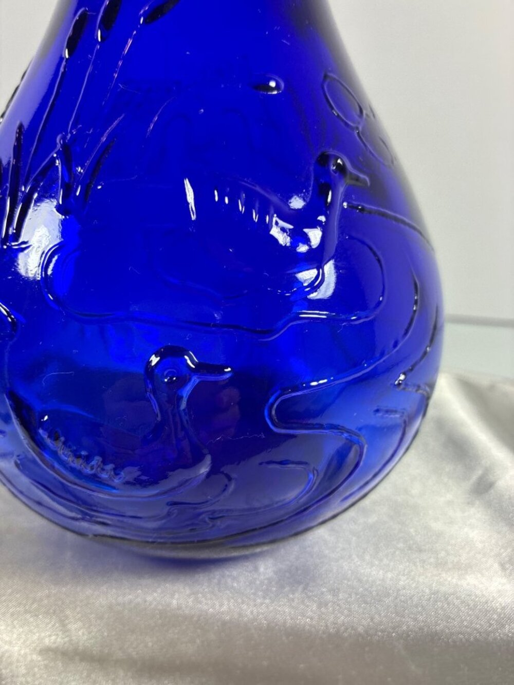 Vintage Italian Cobalt Blue Embossed Glass Bottle - Picture 9 of 15